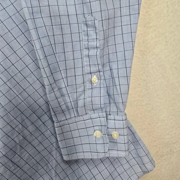 Dockers Mens Long Sleeve Blue‎ Plaid Button Down Dress Shirt Fitted Stretch Sz L - Picture 4 of 13